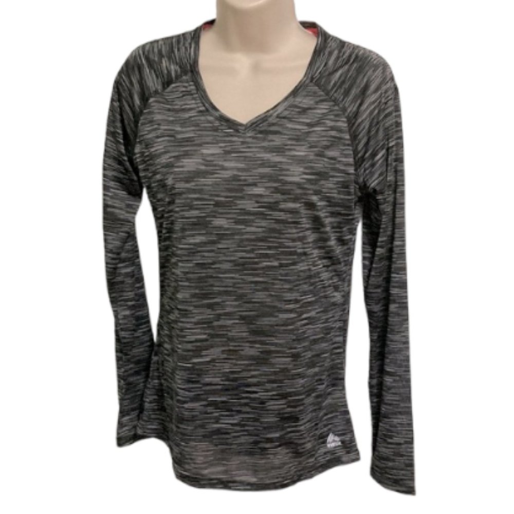 Athletic Top Long Sleeves Running  Live Life Active Space Gray Womens SMall Pet